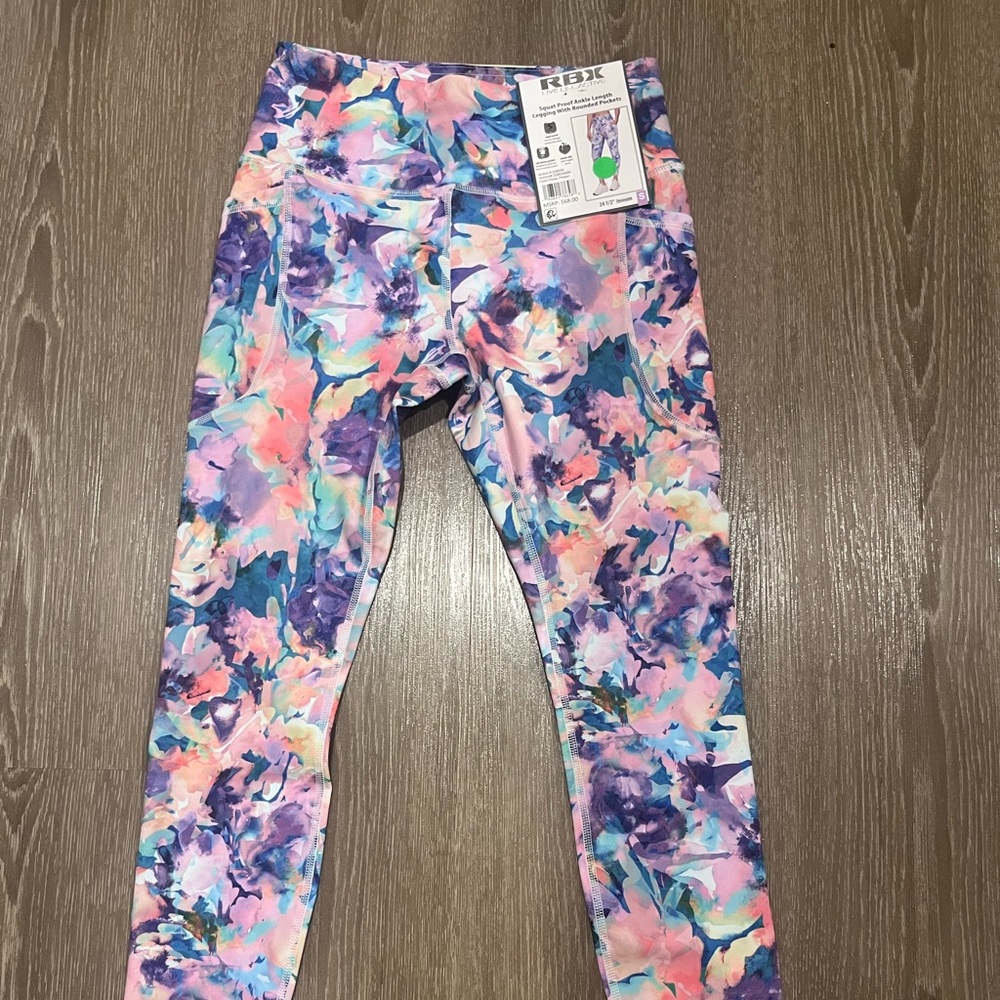 RBX Women's Vibrant Floral Leggings - Pink, Purple, Blue